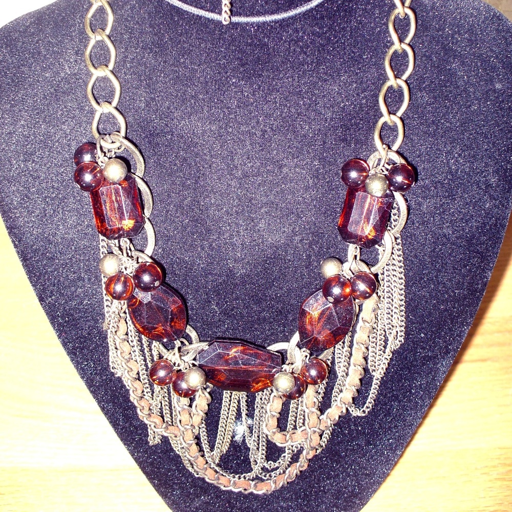 New Dark Amber Necklace Set-Statement Piece